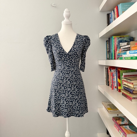 SALONI Colette Silk Navy Mini Dress Size US 2 - Picture 4 of 13